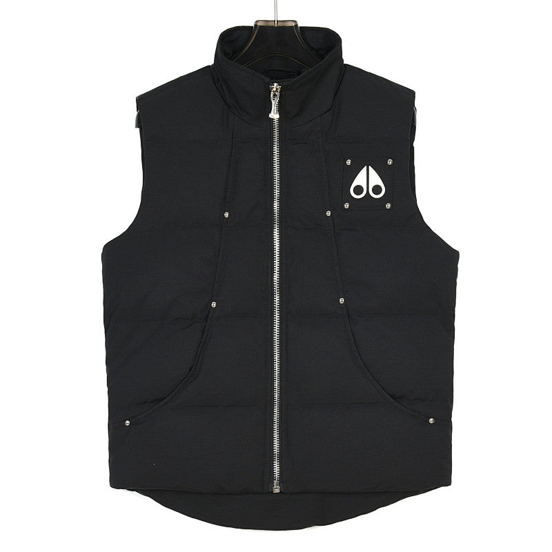 Moose Knuckles Metal Logo Studded Puffer Vest | Black
