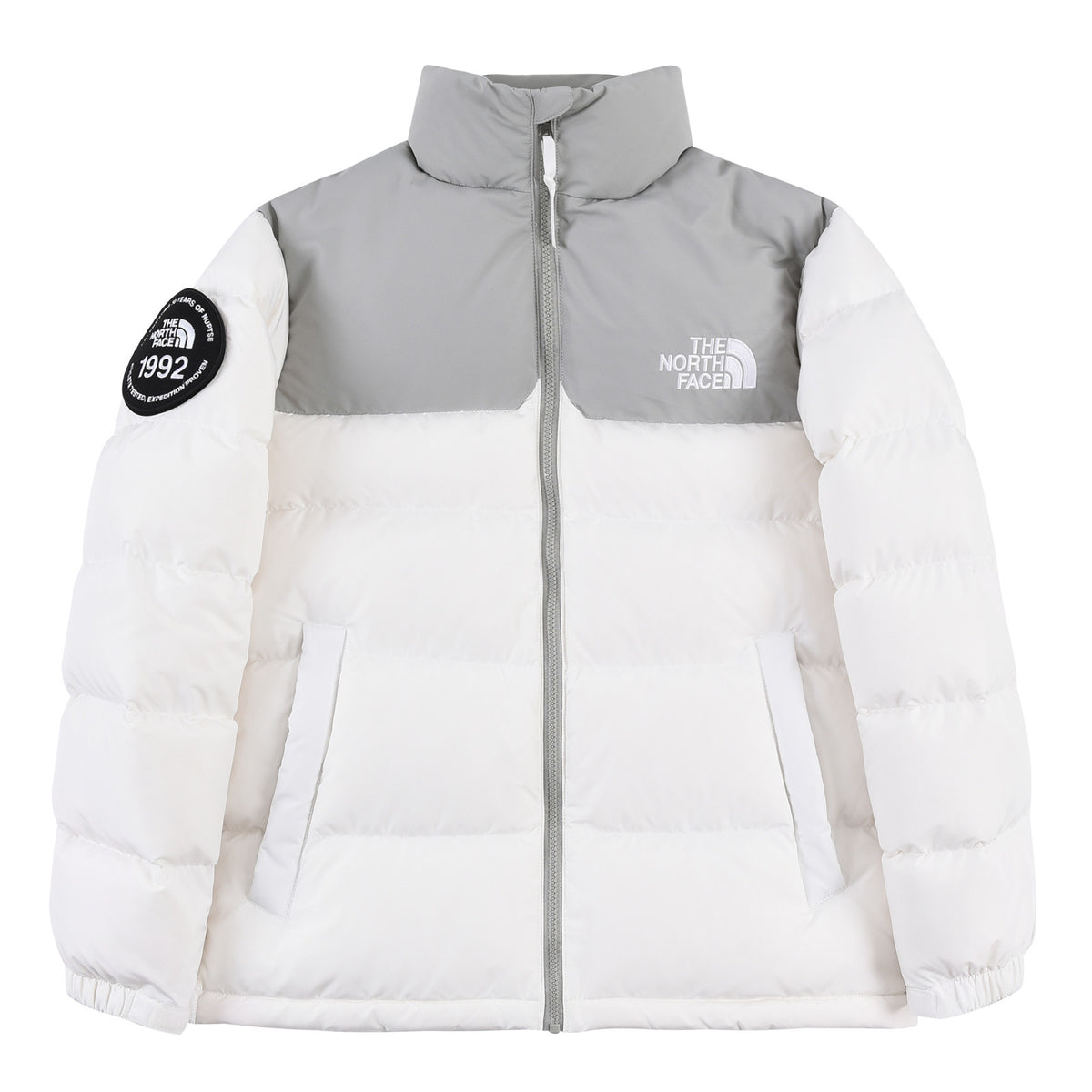 The North Face 1992 Stand-Collar Down Puffer Jacket | White & Gray