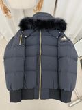 Moose Knuckles Hooded Puffer Bomber Jacket | Dark Navy