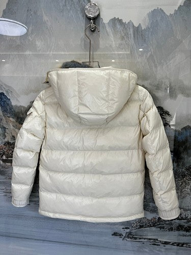 Moncler Kids’ Hooded Down Puffer Jacket – Cream White