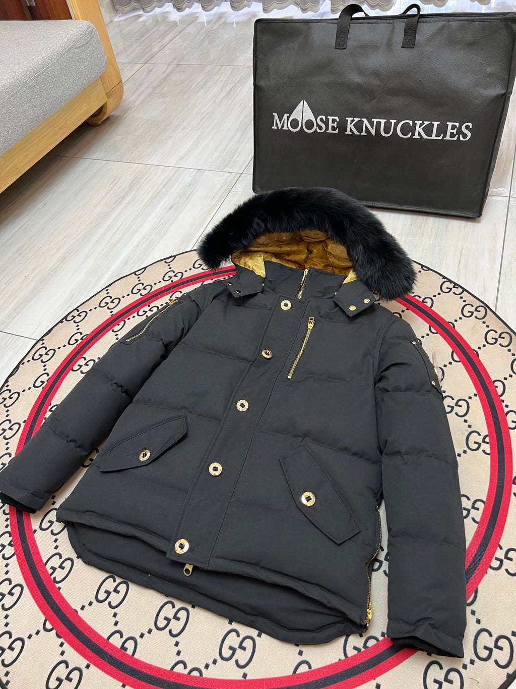 Moose Knuckles Men’s Down Parka – Black & Gold