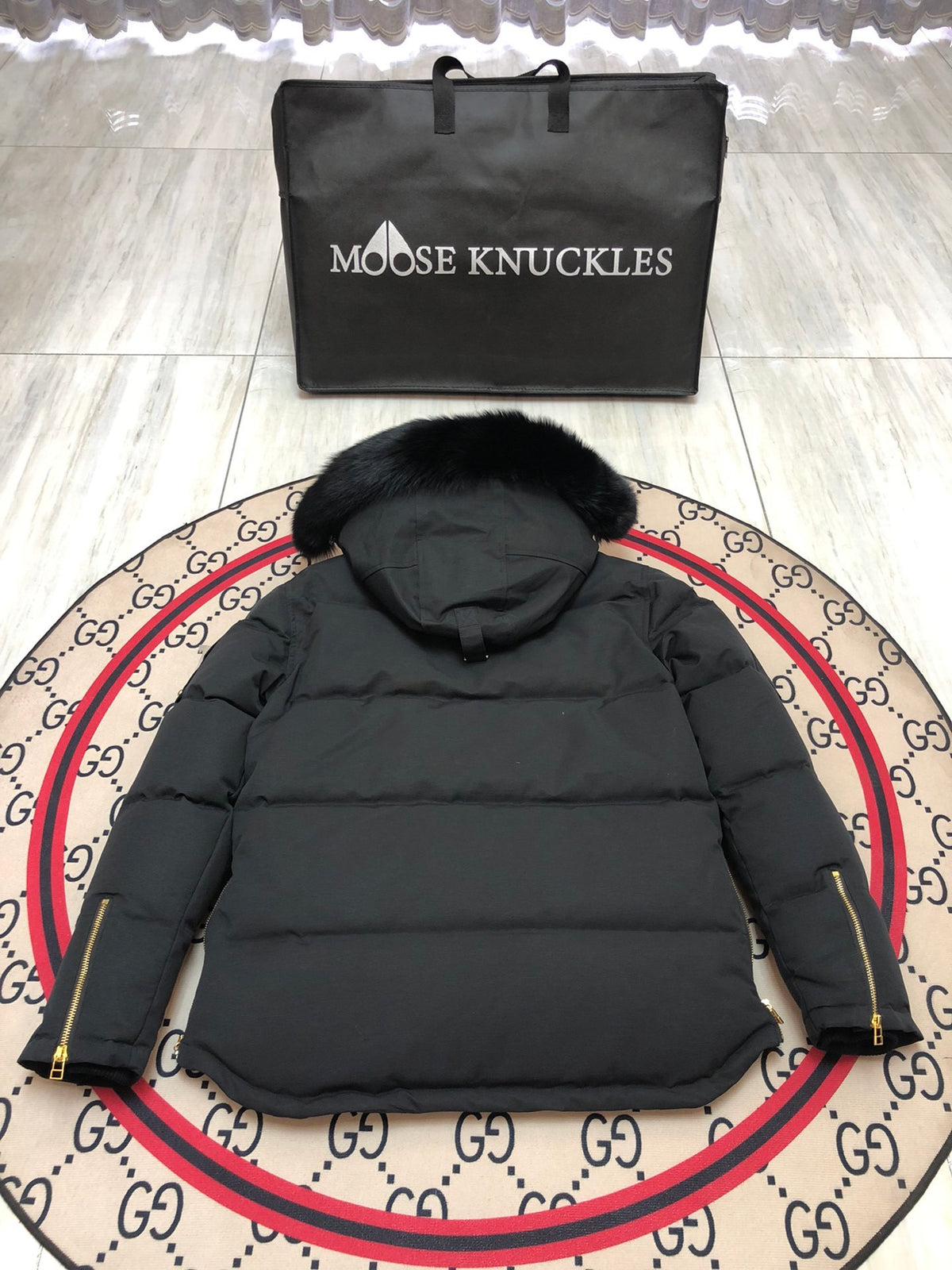 Moose Knuckles Men’s Down Parka – Black & Gold