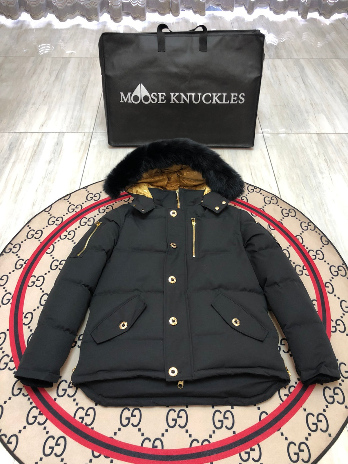 Moose Knuckles Men’s Down Parka – Black & Gold
