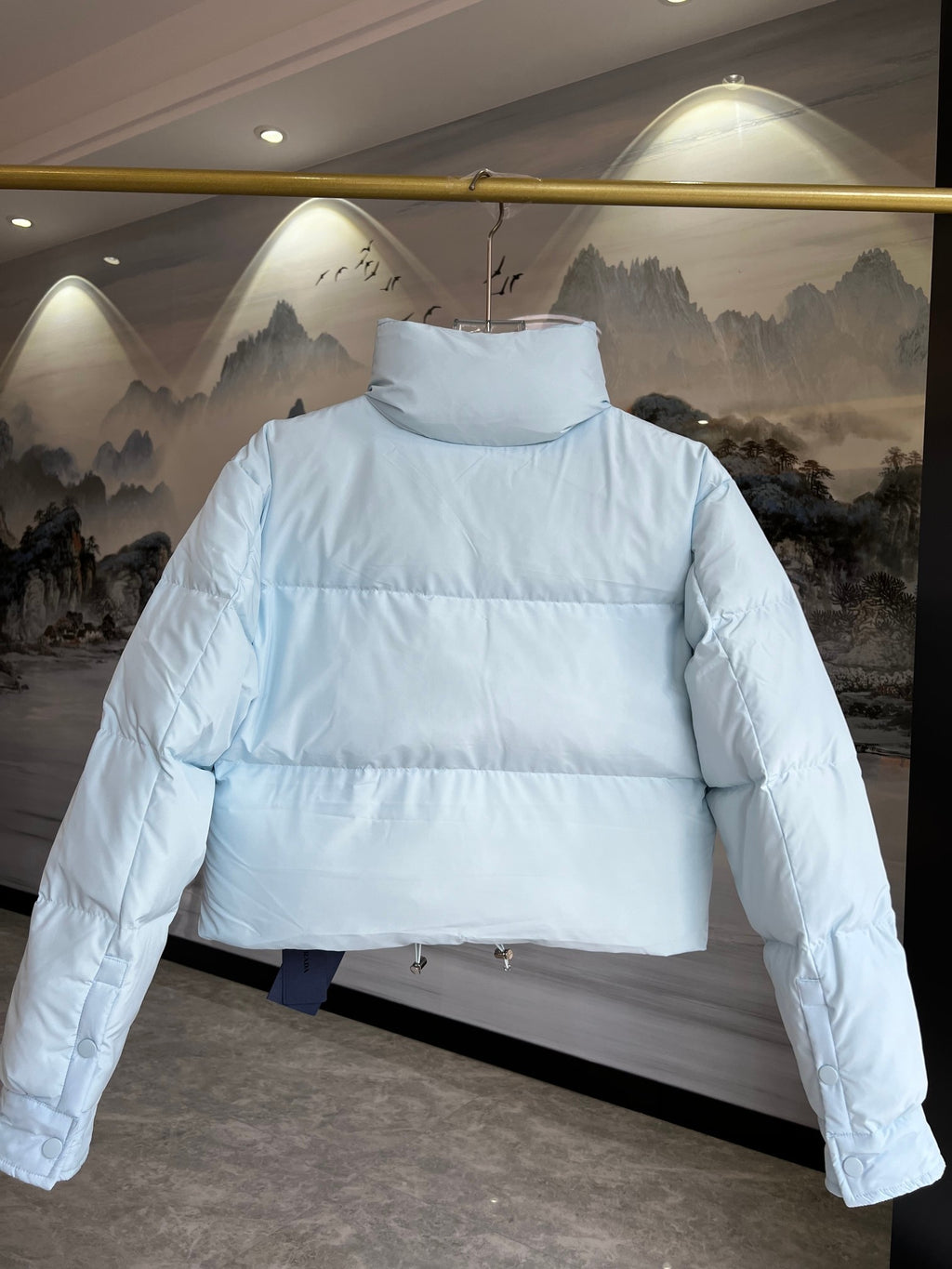 Prada Cropped Down Jacket – Ice Blue