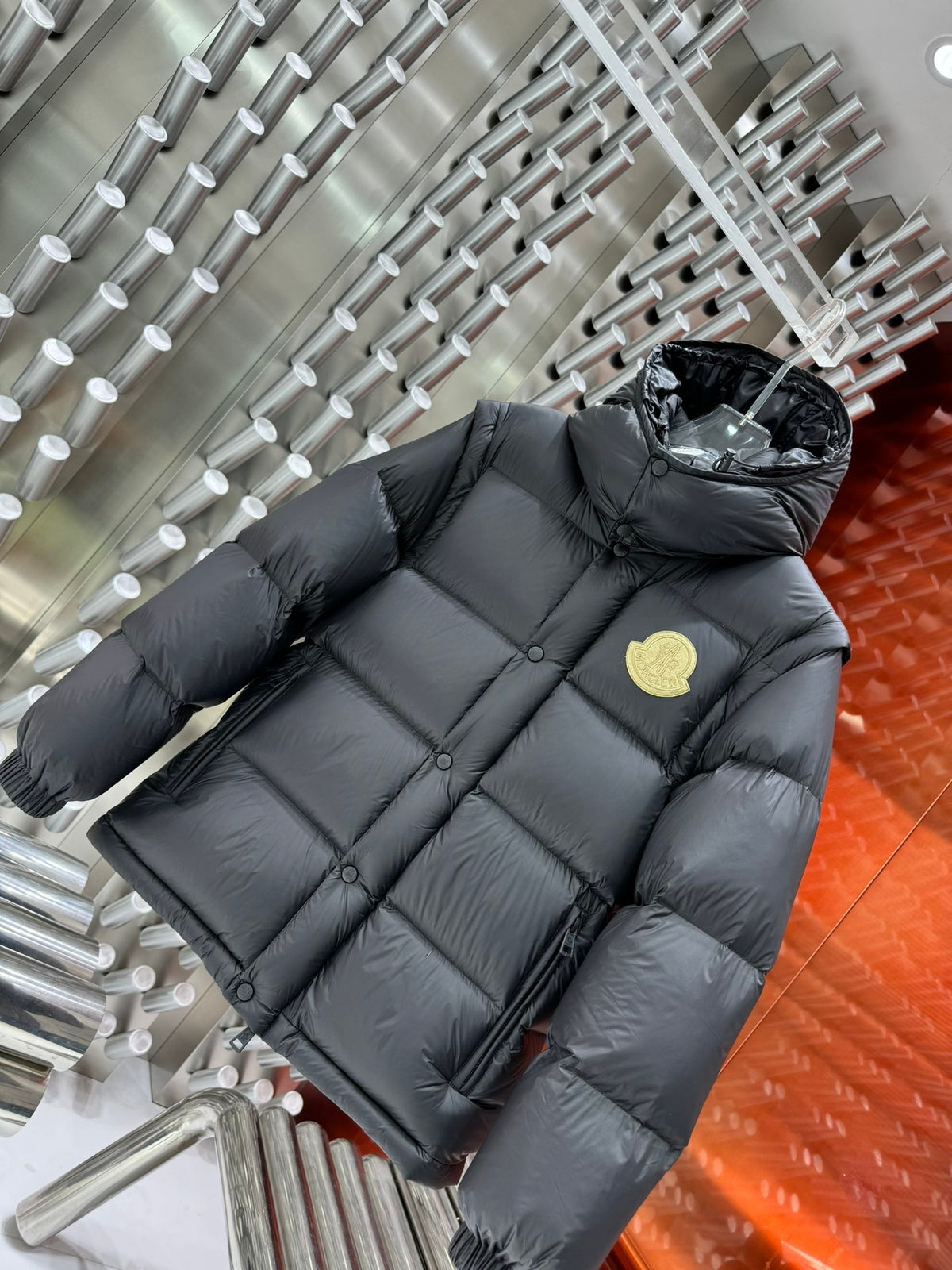 Moncler Long Down Parka – Black & Gold Badge